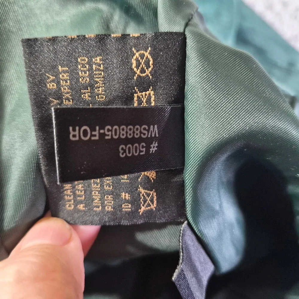Siena Suede Leather Blazer WS88805-FOR Womens 14 Teal Green Two Button Jacket